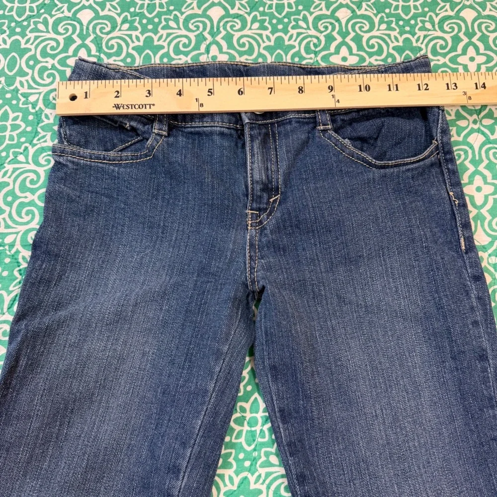 Gymboree Girls Size 8 Plus Blue Denim Jeans Button Tulip Hem Medium Wash Stretch